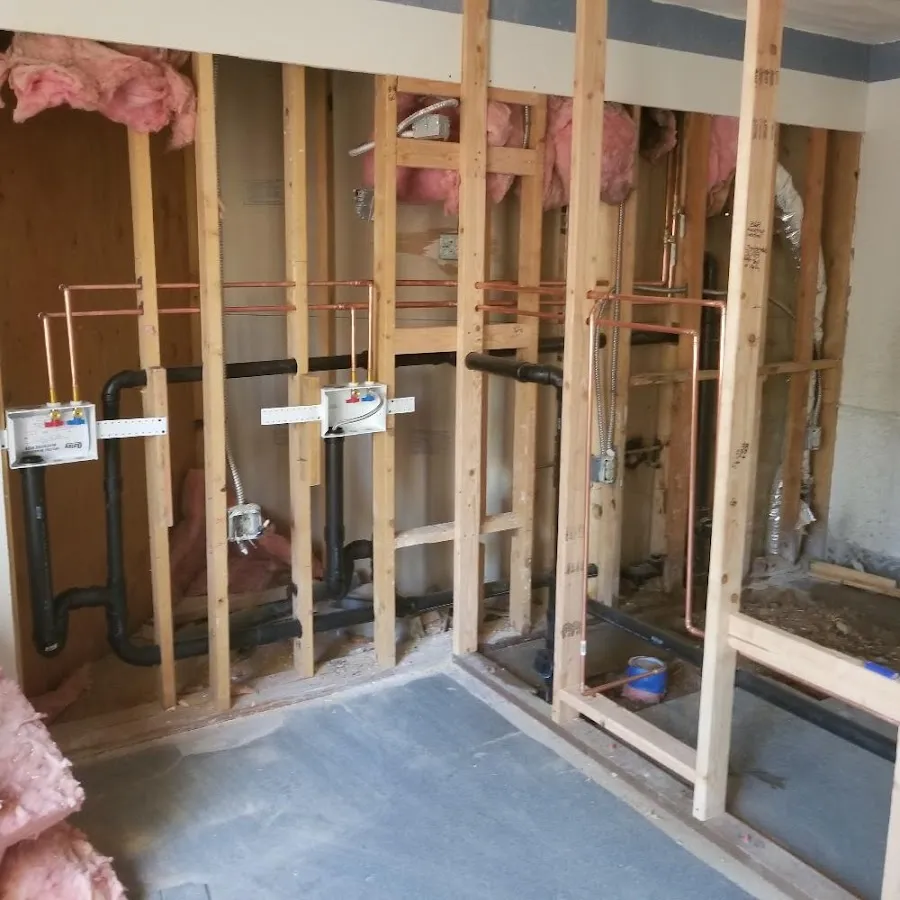 Copper pipe rough-in and plumbing installation in Trumbull